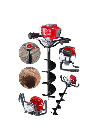 Steiner 11 HP Tam Profesyonel Toprak Burgu Makinesi 15 Cm Uç Kırmızı