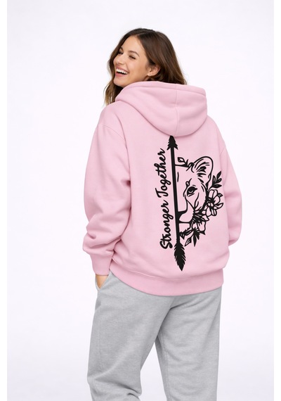 Nevermınd Stronger Together Yazılı Aslan Kaplan Baskılı Beyaz Sevgili Kombini Oversize Hoodie Pembe Pembe Nevermınd Stronger Together Yazılı Aslan Kaplan Baskılı Beyaz Sevgili Kombini Oversize Hoodie Pembe Pembe