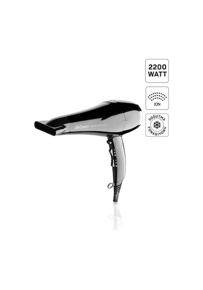Arzum AR5007 Shiny İyonlu Saç Kurutma Makinesi, Difüzörlü Başlıklı, 2200W, Siyah