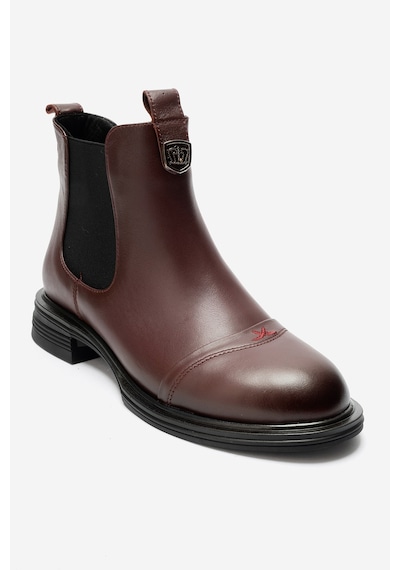 Luvi Shoes Sıdney Bordo Cilt Hakiki Deri Tokalı Lastikli Kadın Bot