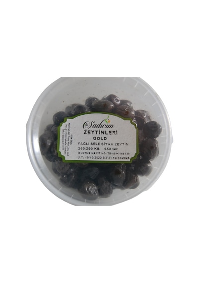 Sadıcım Yağlı Sele Siyah Zeytin Gold 260-290 Kalibre 650 G