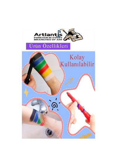 Yüz Boyası 6 Renk 1 Paket Face Paint Çevirmeli Yüz Kalemi Kolay Temizlenen Canlı Renkler Çok Renkli