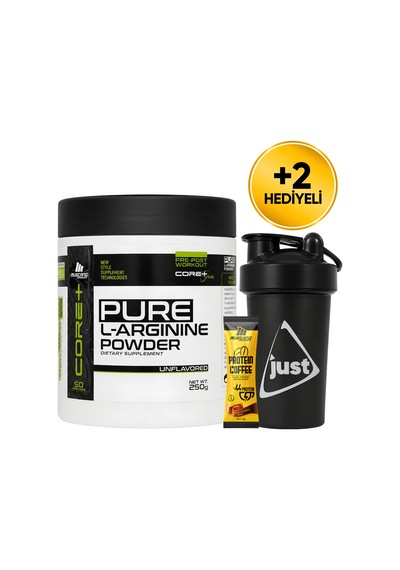 Mustang Nutrition Core+ Pure L-arginine Powder 250 Gr L-arjinin 50 Servis + Shaker + Protein Kahve Hediyeli Aromasız
