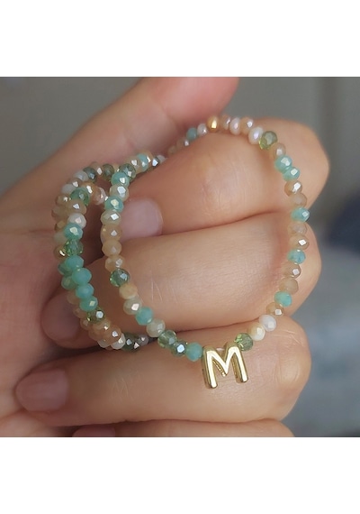 Vaoov 925 Ayar Gümüş Pastel Renkli Kristal Taşlı Harf Kolye