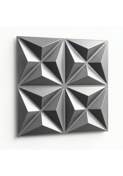 Modern Geometrik Duvar Paneli 50x50 - 10 Lu Avantaj Paketi 2.5 Metre Kare Gümüş