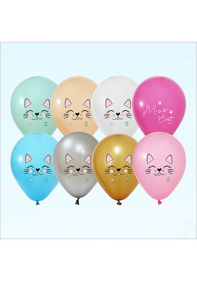 Miss Cat Balon, 30cm X 5 Adet Renkli