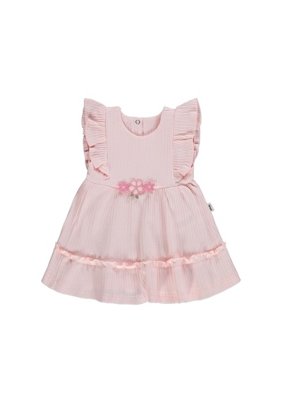 Civil Baby Fırfırlı Çiçekli 6-18 Ay Elbise - Pembe