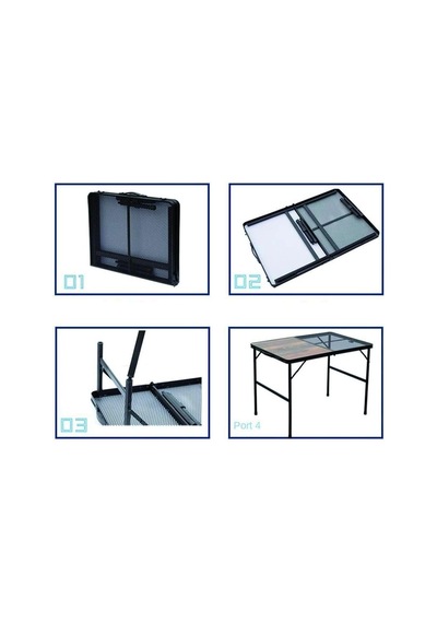 Madfox Eazy 90x60 Cm Izgaralı Ahşap Katlanır Kamp Masası Çok Renkli