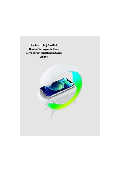 Kullanışlı Bluetooth 5.0 Hoparlör Kablosuz Şarj, Rgb Gece Lambası Ve Fm Radyo