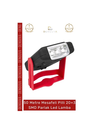 Ledlamba 20 Smd Beyaz Işık 50 Metre Menzil Askılı Pilli Kamp Avcı El Feneri Sert Plastik Parlak Led