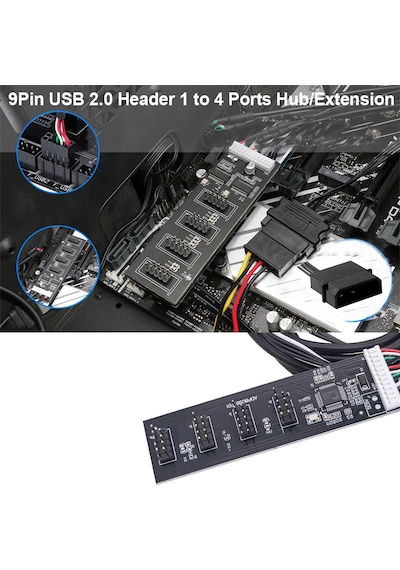 9 Pin Anakart Usb 2.0 Çoklayıcı Usb Hub 4 Erkek 9 Pin Uzatma Adaptörü