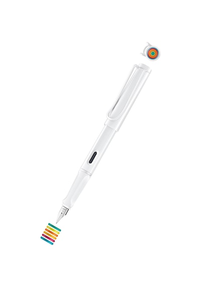 Lamy Safari Multicolor Rings Set All White Dolma Kalem - Ef Uç 0b Beyaz