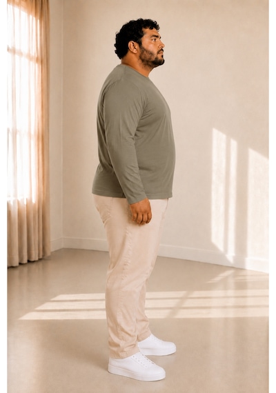 Sngl Tekstil Erkek Büyük Beden Oversize Uzun Kollu T-shirt 3xl 4xl 5xl 6xl 7xl 8xl 9xl Haki