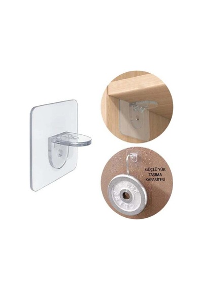 Kiru 4'lü Yapışkanlı Raf Tutucu Seti Plastik 10 X 15 Şeffaf Cn Diğer
