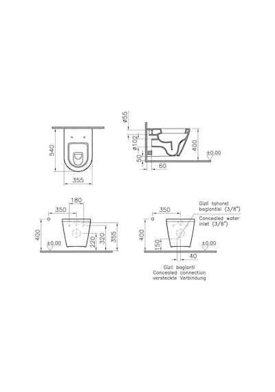 VitrA Asma Klozet, İntegra, Hastane Tipi, 7064l003-0850