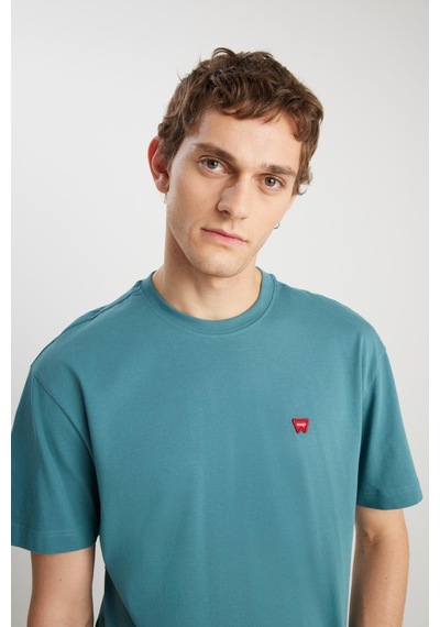 Wrangler Relaxed Fit Small Logo T-shirt Hydro Yeşil-kırmızı