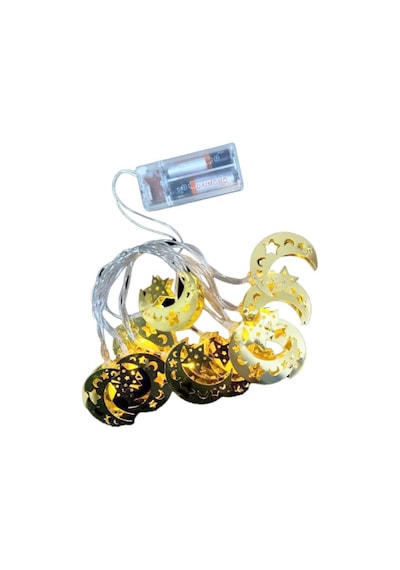 Mersi Shop Ramazan Ay Yıldız Gold Metal Led Işık 2 Metre Pilli Dekoratif Zincir Aydınlatma 1