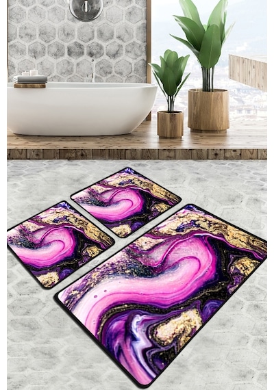 Pastry Banyo Halısı Djt 3 Lü Set Çok Renkli