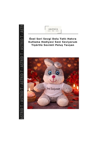 Özel Seri Sevgi Dolu Tatlı Hatıra Kutlama Hediyesi Seni Seviyorum Tişörtlü Sevimli Peluş Tavşan Çok Renkli