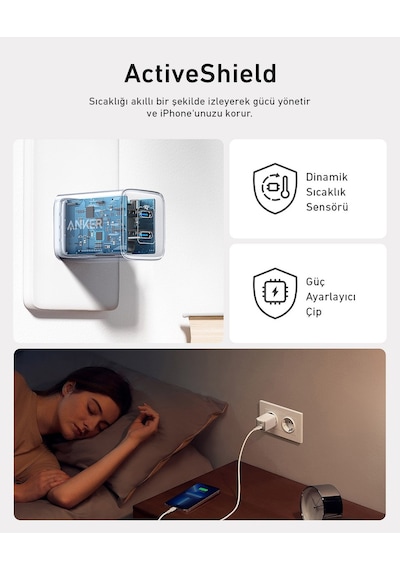 Anker 521 Nano Pro 40w Usb-c Şarj Cihazı - Beyaz - A2038 Anker Türkiye Garantili