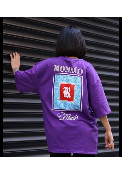 Flood Of Style Kadın Mor Monaco Oversize Bisiklet Yaka Tshirt