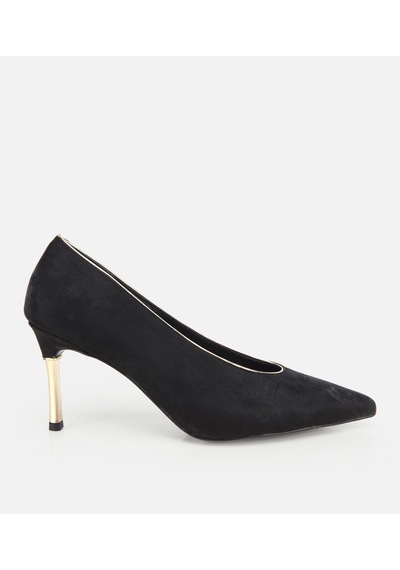 Hotiç Kadın Süet Siyah Gold Detaylı İnce Topuklu Stiletto 01ayh332690a100 01ayh332690a100