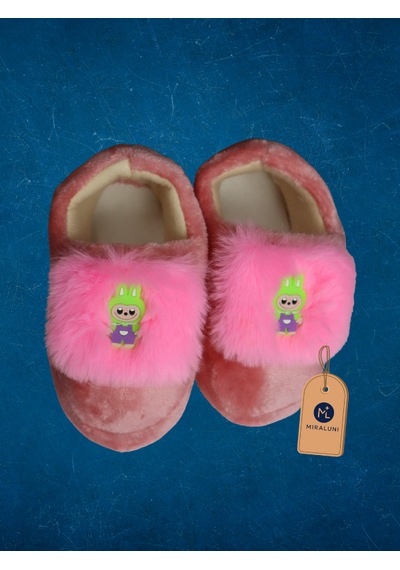 Miraluni Peluş Bebek Panduf Ve Ev Botu Yumuşak Tabanlı, Sıcak Tutarlı, Kaymaz Ev İçi Kışlık Patik Pudra Pembe