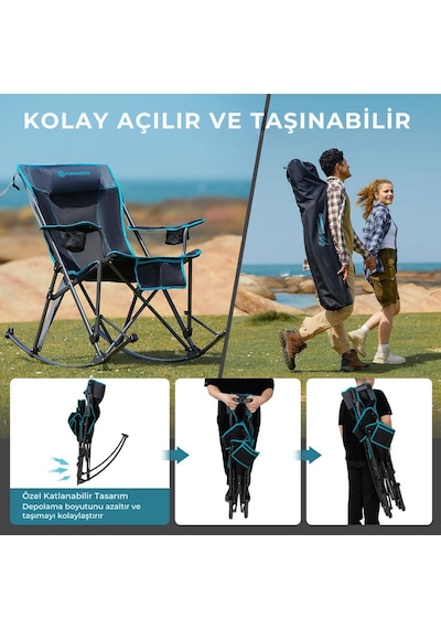 Fundango Berlin Classic Chair Plus Sallanan Katlanır Kamp Sandalyesi Blk/grey Siyah - Gri
