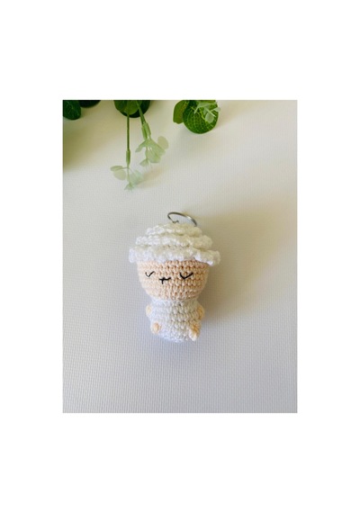 Adenya Sepeti Amigurumi Kuzucuk Anahtarlık Beyaz