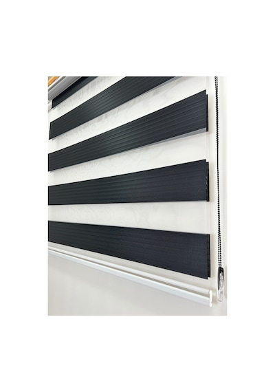 Binbirperde Siyah Pileli Zebra Stor Perde Ev/ofis Perdesi Aluminyum Sistem