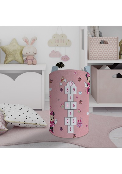 Mekta Home Bebek Ve Çocuk Odası Seksekli Minnie Mouse Desenli Oyuncak Sepeti Renkli Çok Renkli