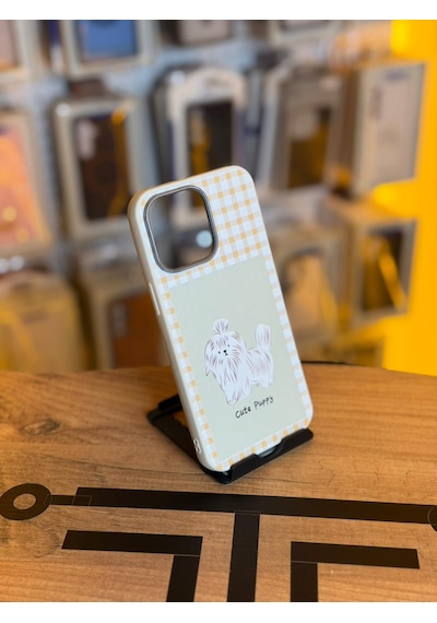 Apple Apple iPhone 14 Pro Max Uyumlu Özel Tasarım Sevimli Figürlü Deri Dokulu Telefon Kılıfı
