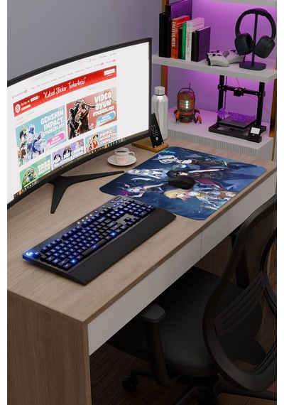 Blue Protocol Star Resonance Dikişli Kauçuk Oyuncu Mousepad V4 - 48x40 Xl Gaming Mouse Pad