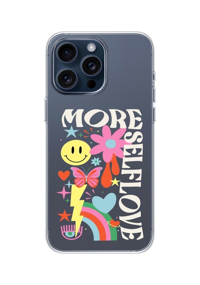Iphone 14 Pro Max Uyumlu More Self Love Tasarımlı Şeffaf Telefon Kılıfı Çok Renkli