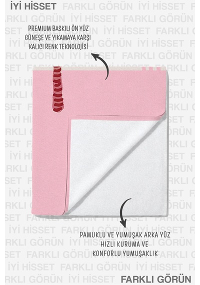 Palmiye Tropikal Çizgili Plaj Havlusu - Modern Bohem Pembe Beyaz Hızlı Kuruyan Mikrofiber Havlu Ayaz Tozu