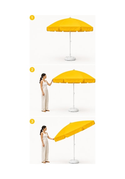 Sarı Plaj Şemsiyesi 200 Cm Çap /10 Telli, Polyester Kumaş Sarı