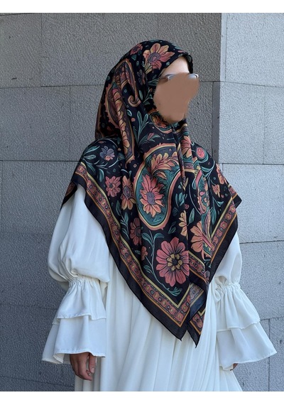 Qalortex Scarf Pamuklu Vintage Desen Eşarp-karma