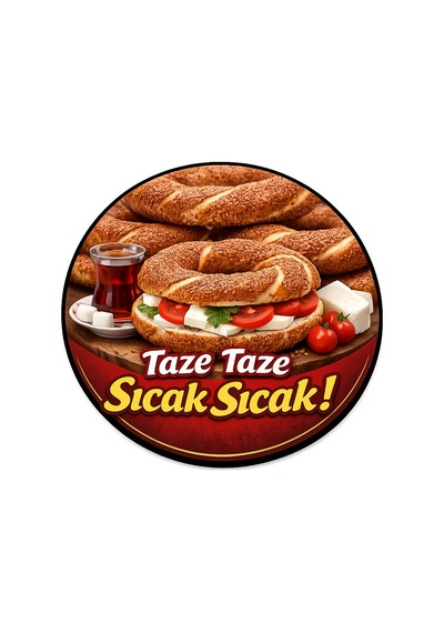 Mayeka Simit Ve Çay Temalı Simitçiler Börekçiler Kahvaltıcılar İçin Ahşap Duvar Kapı Dekoratif Süs Tablo 3
