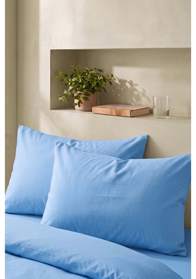 Soft Mavi %100 Pamuklu 2'li Yastık Kılıfı 50x70 Cm