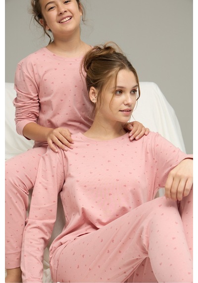 Siyah İnci Pamuklu Bisiklet Yaka Örme Pijama Takım25241123 Pudra Siyah İnci Pamuklu Bisiklet Yaka Örme Pijama Takım25241123 Pudra