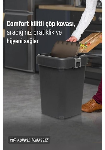 Banyo Çöp Kovası 18 Lt Banyo Çöp Kutusu Antrasit Çöp Kovası Antrasit