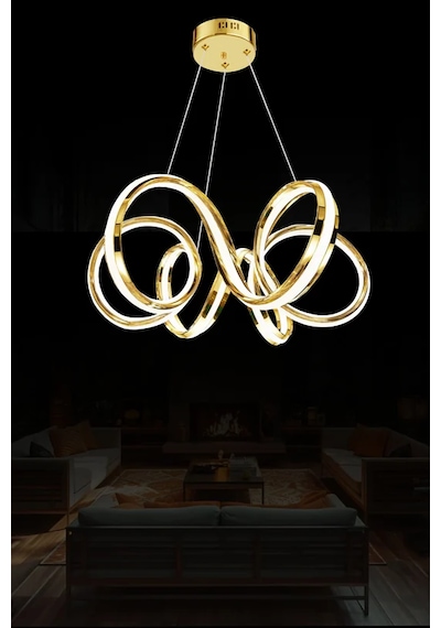 Petra Lüks Modern Helezon Sarmal Tasarım 60 Cm Led Avize Ptr-c60-w140-mıx Gold