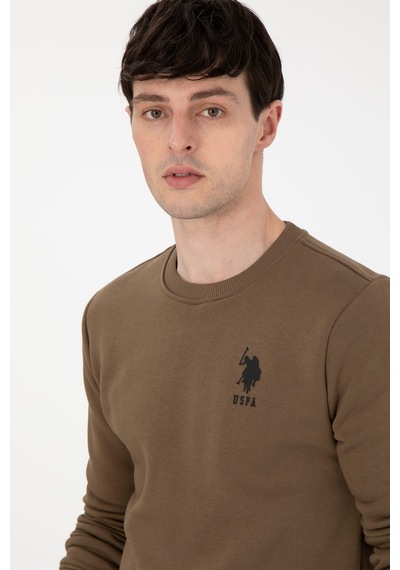 U.S. Polo Assn. Erkek Regular Fit Bisiklet Yaka Haki Sweatshirt 50292596-VR027