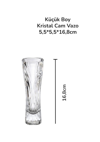 Kristal Cam Dekoratif Vazo 16,8 Cm Şeffaf Çiçek Vazosu