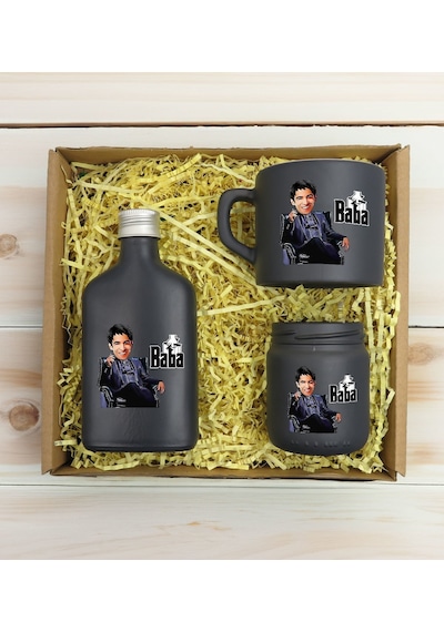 Bk Gift Kişiye Özel Dtf The Baba Karikatürlü Antrasit Kahve Fincanı & Kolonya & Mum Hediye Seti-1, Babaya Hediye, Babalar Günü Hediyeleri Kobitmeyenco