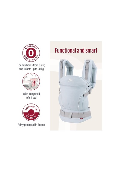 Manduca First Ergonomik Bebek Taşıyıcı 3 Taşıma Pozisyonu, Ayarlanabilir ve Konforlu Portbebe Açık Mavi Tek Ebat