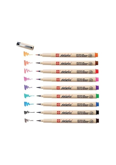 Tr Poxsdkbr9 Fırça Kalemi Pıgma Brush, 9'lu Kılıf, Çeşitli Renklerde, 9 Adet Tekli Paket Genel