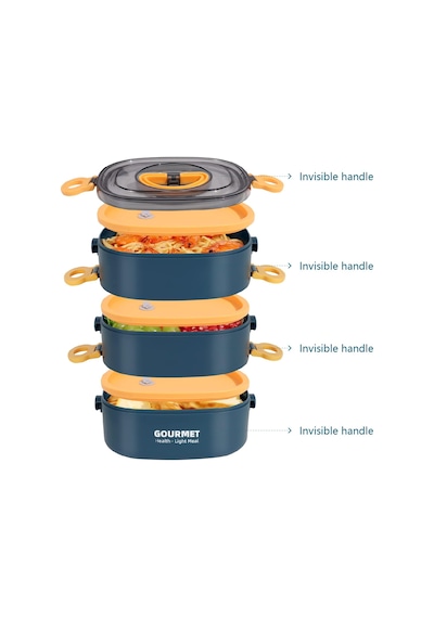 Bento Box Yetişkin Öğle Yemeği Kutusu, Sızdırmaz, Bpa İçermeyen İstifleme 3 Katlı Taşınabilir İstiflenebilir Gıda Kabı Saklama Kutuları Çalışma Okul Kamp İçin Mavi Çok Renkli