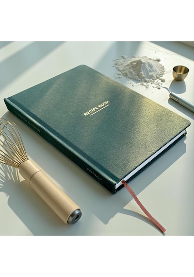 Tarif Defteri A5 Boyutunda Sert Kapaklı 100+ Tariflik Recipe Journal, Ölçü Tablosu, Not Alanı Yeşil