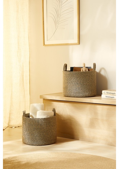 Ocean Home Textile 2'li Siyah Kırçıllı Jüt Halat Sepet Set 35 x 27 cm